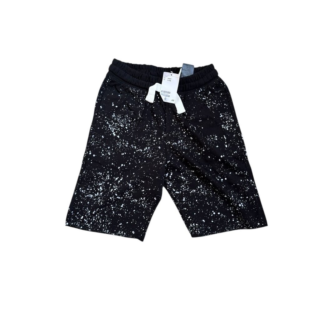 H&M Black + White Paint Splatter Sweat Shorts NWT Size Boys 9-10Y